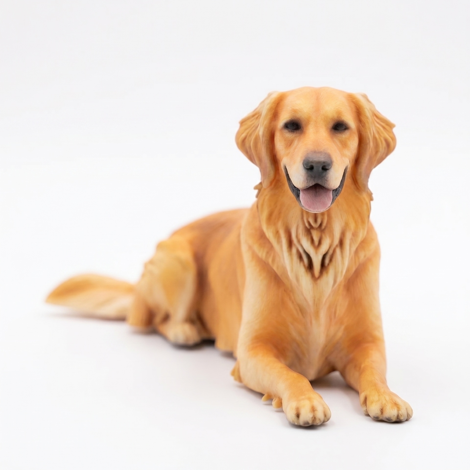 Een hand houdt een mini-figurine van een bruine labrador puppy vast